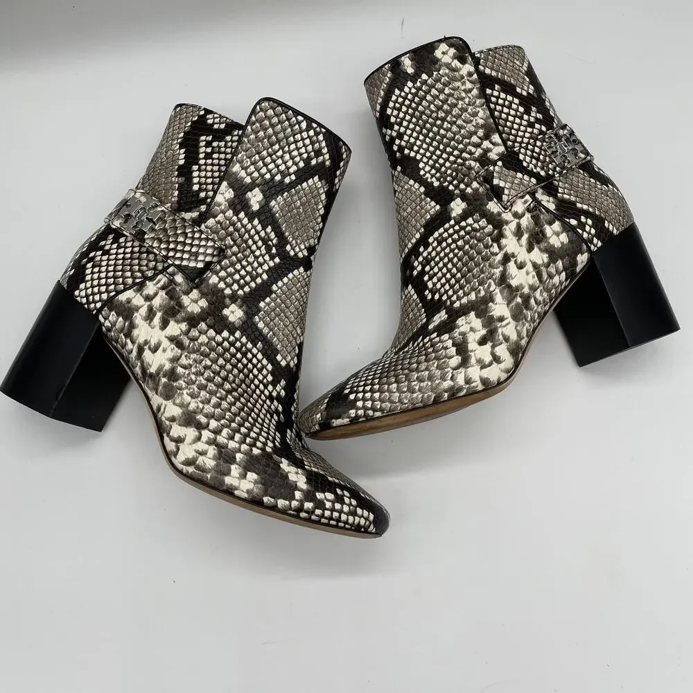 Tory Burch Kira Stamped Snake Print Leather Bootie - 8.5